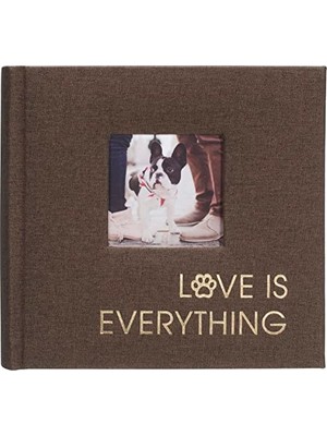 Pratik Ev 1 Up 4x6 Love Is Everything Kahverengi Evcil Hayvan Kumaş Fotoğraf Albümü, Sert Kapak, 7,6 x 7,6 cm Ön Kapak Fotoğraf Cebi