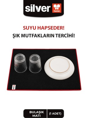 Silver Home 1 Adet 40X50 cm Ultra Emici Kalın Bulaşık Altlığı Kurulama Matı Büyük Boy Koku Yapmaz