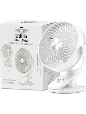 Pratik Ev 1800 Mah USB Portatif Beyaz 360 Bataratyalı Mini Vantilatör Fan Klipsli Sabitleme ° Ayarlanabilir Ultra Güçlü Hava Akımı ile Süper Serinlik Hissi Sessiz, Taşınabilir, Klipsli