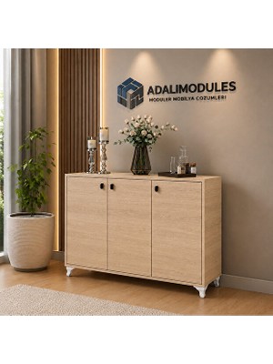 Adalımodules Ada 3 Kapaklı 3 Raflı Ayakkabılık Çok Amaçlı Dolap ve Portmanto Ayakkabı Dolabı