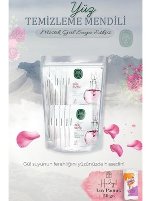 Pratik Ev Mistik Gül Suyu 30'lu Yüz Temizleme Mendili ve Pamuk Hediyeli