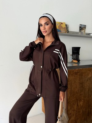 Cey Moda Kadın Modal Kumaş Şerit Detaylı Stoperli Ikili Alt Üst Takım