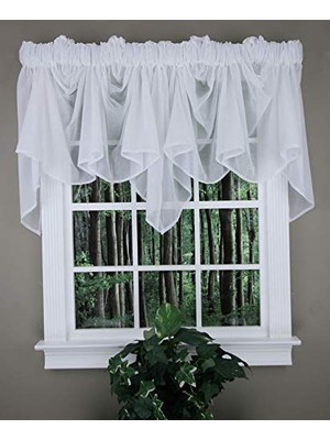 Pratik Ev Splendor Batiste 254 cm G x 73 cm U Sheer Festoon Valance Beyaz