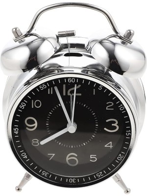 Sessiz Pilli Çalar Saat Yatak Odası Saati Çocuklar Için Masa Nostaljik Dekor Masa Saati Alarm Clock Big Ben Saat Retro Hour Çift Zilli Masaüstü NRN387 Mavi (Mavi)