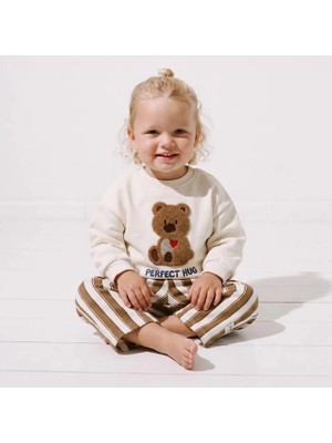 La'ciel Paris Bebek Ekru Bear Baskılı %100 Pamuk Takım
