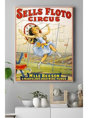 Pratik Ev PSTER17806 Sells Floto Circus Vintage Kanvas Tablo 50 x 70