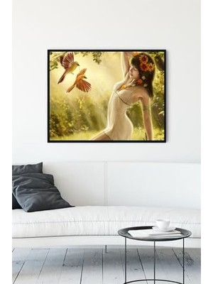 Pratik Ev (PSTER11675) Kız Sanatsal Çerçeveli Tablo 2 (40X50 Cm)