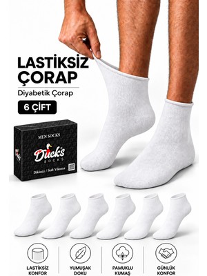 Ducks Socks Erkek 6'lı Pamuklu Kutulu Lastiksiz Çorap Diyabetik Dostu Dikişsiz Esnek Kısa Konç Sıkmayan Çorap