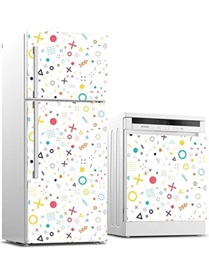 Pratik Ev Geometrik Şekiller Desenli Beyaz Eşya Sticker Kaplaması