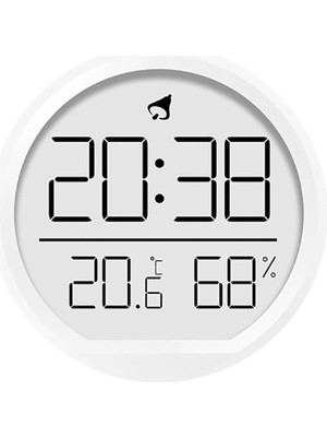 LCD Yuvarlak Duvar Masa Saati Mıknatıslı Buzdolabı Saati, Alarm + Sıcaklık & Nem Göstergeli