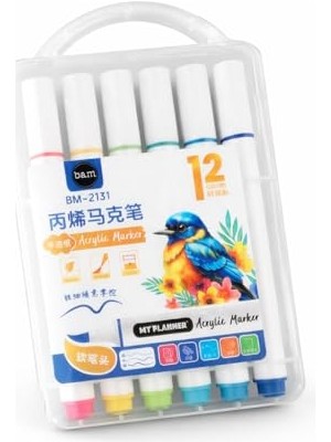 Pratik Ev Akrilik Marker Kalem Seti, 12 Renk