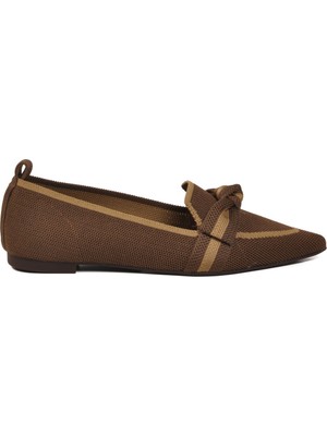 Ayakmod Kahve-Taba Anorak Örme Ince Hafif Tabanlı Şık Rahat Kadın Babet 855216