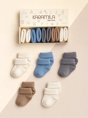 Karamila 5'li Erkek Set Bebek Bambu Çorap - Yenidoğan Çorap  / Dikişsizdir