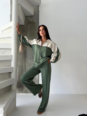 Cey Moda Kadın Modal Kumaş Paraşüt Detaylı Ara Biyeli Fermuarlı Ikili Alt Üst Takım