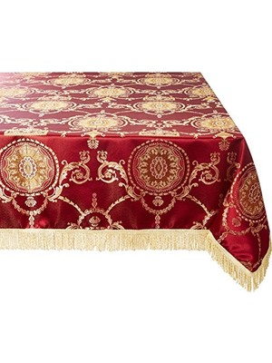 Pratik Ev Prestige Damask Tasarımlı Masa Örtüsü, Bordo, 132 cm x 177 Cm, Dikdörtgen