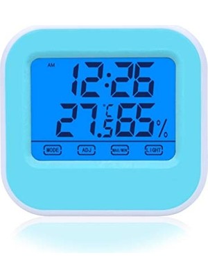 Pratik Ev T026 Dokunmatik Saat, Aydınlatmalı Termometre ve Higrometre
