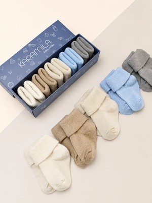 Karamila 5'li Set Bebek Bambu Çorap - Baby Bamboo Socks - Yenidoğan Çorap