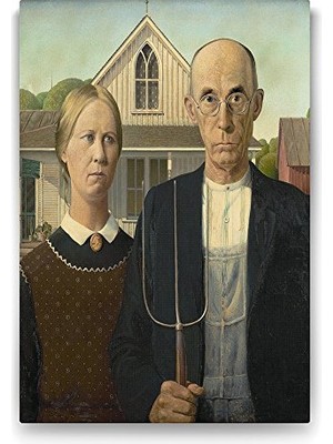 Pratik Ev Grant Wood - American Gothic Tablosu - 40X60 cm
