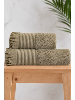 Neşe Home Collection Havana 2'li Banyo Havlu Seti Haki