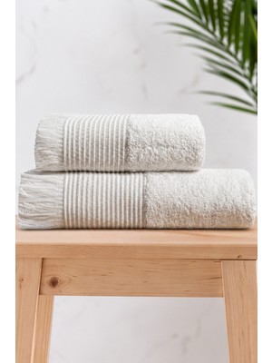 Neşe Home Collection Havana 2'li Banyo Havlu Seti Krem