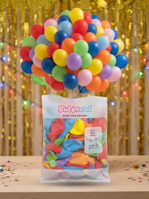 Balonevi 100'LÜ Pastel Karışık Renkli Parti Balonu 12 Inç (30 Cm) - Assorted