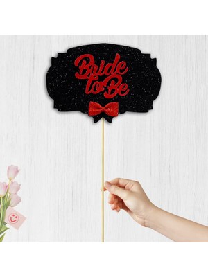 Pratik Ev Siyah ve Kırmızı Bride To Be Konuşma Balonu Çubuğu