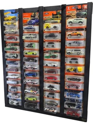 Pratik Ev Regular Kart Rafı; Doğal Ahşap Regular Kart Sergileme Vitrini, Kutusunda Card Oyuncak Araba Rafı