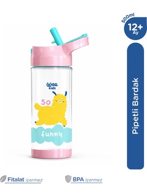 Wee Baby Wee Kids Kuzulu Pipetli Çocuk Matarası Okul Ve Kreş Suluğu 500 Ml 12+ Ay
