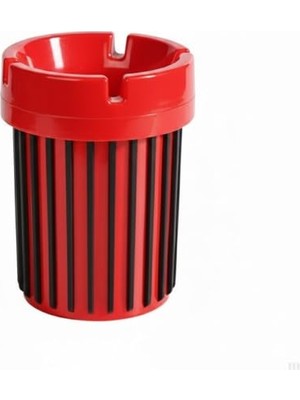 Pratik Ev Kırmızı Siyah Çizgili Plastik Küllük; Masaüstü ve Balkon Kullanımı Için