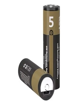 Pratik Ev USB Type-C Şarjlı Aa Pil 1.5V 1000+ Kez Şarj Edilebilir Lityum Kalem Pil 2'li Set