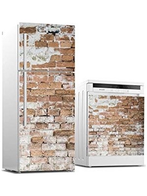 Pratik Ev Sticker Kaplama, Tuğla Duvar, Buzdolabı ve Bulaşık Makinası Beyaz Eşya
