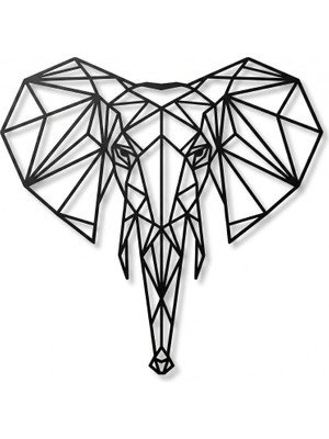 Metal Duvar Sanatı - Geometrik Fil Kafası -3d Duvar Silueti Metal Duvar Dekoru Ev Ofis Dekorasyonu Yatak Odası Oturma Odası Dekor Heykel (23 G x 24 Y/