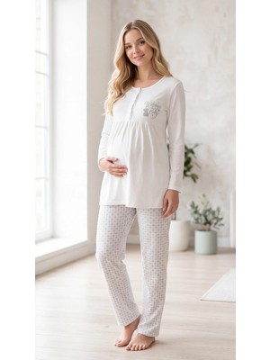 Flz Kadın Lohusa Hamile 3'lü Viskon Pijama Takımı Sabahlıklı Uzun Kollu Hastane Çıkışı M L Xl Xxl 31-152