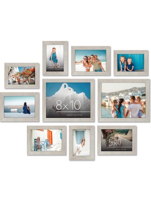 10'lu Kırılmaz Camlı Fotoğraf Çerçevesi Seti, Iki 20,32X25,4 Cm, Dört 12,7X17,8 cm ve Dört 10,16X15,24 cm Çerçeve ile Galeri Duvar Çerçevesi Seti Imza