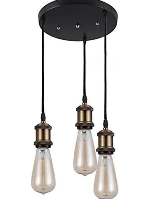 Mylights Retro Rustik Üçlü 30 cm Metal Sarkıt Avize Rustik Sartık Vintage Sarkıt