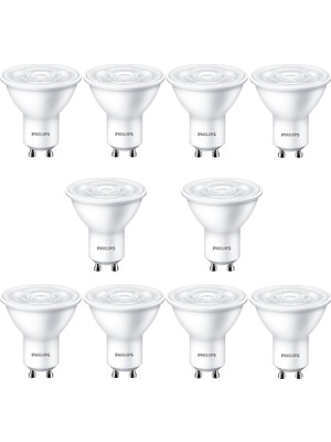 Philips 3.2W GU10 LED Spot Ampul 10 Adet 3000K Sarı Işık 40W Eşdeğer Güç