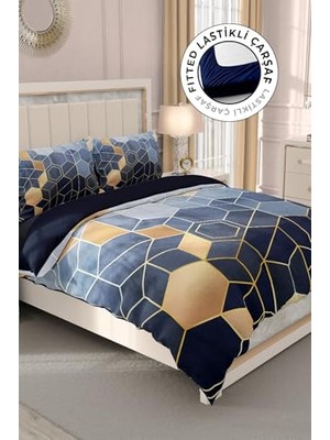 Pratik Ev Nevresim Takımı, %100 Pamuk Saten Çift Kişilik Arty Blue, MONOHOME32968