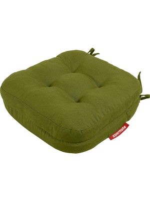 Çift Kat Sandalye Minderi Fermuarlı Yıkanabilir Kılıf Bağcıklı Su ve Yağ Itici 42X42X8 cm (Yeşil)