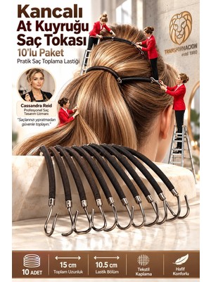 Transformacion Kancalı At Kuyruğu Saç Tokası 10lu Paket Pratik Saç Toplama Lastiği 717249