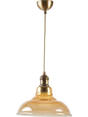 Retro Bal Camlı Dekoratif Rustik Eskitme Tekli Sarkıt Avize Çap 28 cm