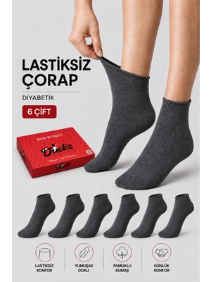 Ducks Socks Kadın 6'lı Pamuklu Kutulu Lastiksiz Çorap Diyabetik Dostu Dikişsiz Iz Bırakmaz Kısa Konç Sıkmayan Çorap