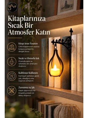 3Art Metal Fener Tasarımlı Kitaplık Süsü – Fener Figürlü Kitaplık Aksesuarı ve Kitap Dekoru