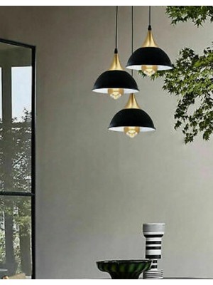 Retro Rustık Modern Üçlü Metal Sarkıt Siyah Avize MYL003103