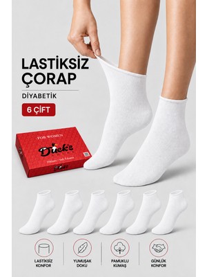 Ducks Socks Kadın 6'lı Pamuklu Kutulu Lastiksiz Çorap Diyabetik Dostu Dikişsiz Iz Bırakmaz Kısa Konç Sıkmayan Çorap