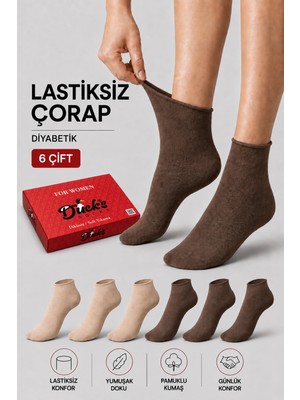 Ducks Socks Kadın 6'lı Pamuklu Kutulu Lastiksiz Çorap Diyabetik Dostu Dikişsiz Iz Bırakmaz Kısa Konç Sıkmayan Çorap