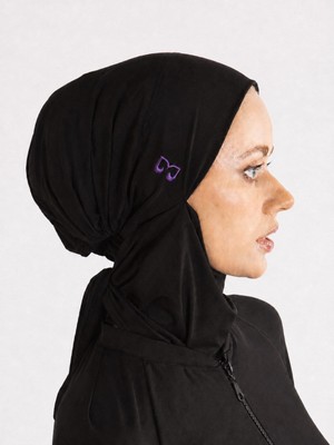 Mayovera Mor Logo Nakışlı Deniz Tesettür Bone