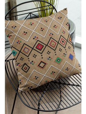 43X43CM Çift Taraflı Kırlent Yastık Kılıfı Premium Tay Tüyü Dokuma Kumaş Bohem KRL112