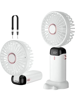 Pratik Ev El Fanı, Taşınabilir Mini Fan, Şarj Edilebilir, 5 Hız Ayarlı Küçük Cep Fanı, Dahili 4200 Mah Pil, Ofis Için Katlanabilir USB Fan, Dış Mekan