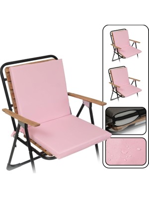 2'li Arkalıklı Sandalye Minderi Su Yağ Itici Sırtlıklı Fermuarlı Bağcıklı Yıkanabilir Balkon Bahçe 40X40 Pembe