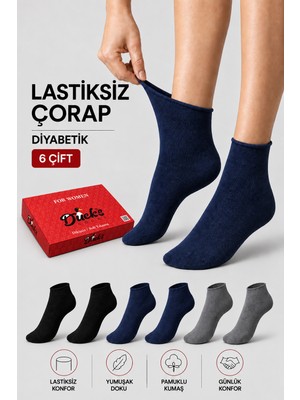 Ducks Socks Kadın 6'lı Pamuklu Kutulu Lastiksiz Çorap Diyabetik Dostu Dikişsiz Iz Bırakmaz Kısa Konç Sıkmayan Çorap